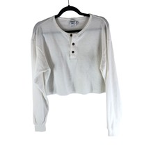 Princess Polly Womens Top Cropped Waffle Knit Thermal Henley Long Sleeve White 6 - £11.39 GBP