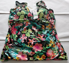 Tommy Bahama Black Fleur De Flora U/W Tankini Size L/G - $32.68