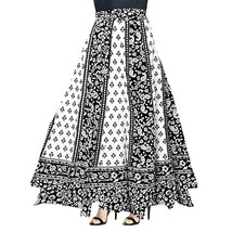 Women skirt Wrap around Jaipur Maxi 38&quot; White Black(Free Size upto 46&quot;-X... - £25.27 GBP