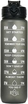 Black 32 Oz Tritan Non Toxic Bpa Free Motivational Water Bottle With Time Marker - £27.75 GBP