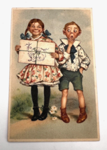 Raphael Tuck &amp; Son Valentines Series Postcard 109 To My Love  Girl w Pig... - £14.40 GBP