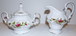 STUNNING JOHANN HAVILAND TRADITIONS FINE CHINA MOSS ROSE CREAMER &amp; SUGAR - £29.75 GBP