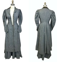 Antique 1890s Women&#39;s Walking Suit - Fine Gray Wool, Gigot Sleeves  Sz  XS - $445.50