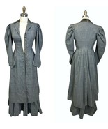 Antique 1890s Women&#39;s Walking Suit - Fine Gray Wool, Gigot Sleeves  Sz  XS - $445.50