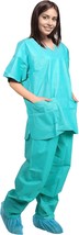 Disposable Uniform Suit Sets. Pack of 5 Teal SMS Shirts and Pants 42 GSM Anti-St - £38.65 GBP