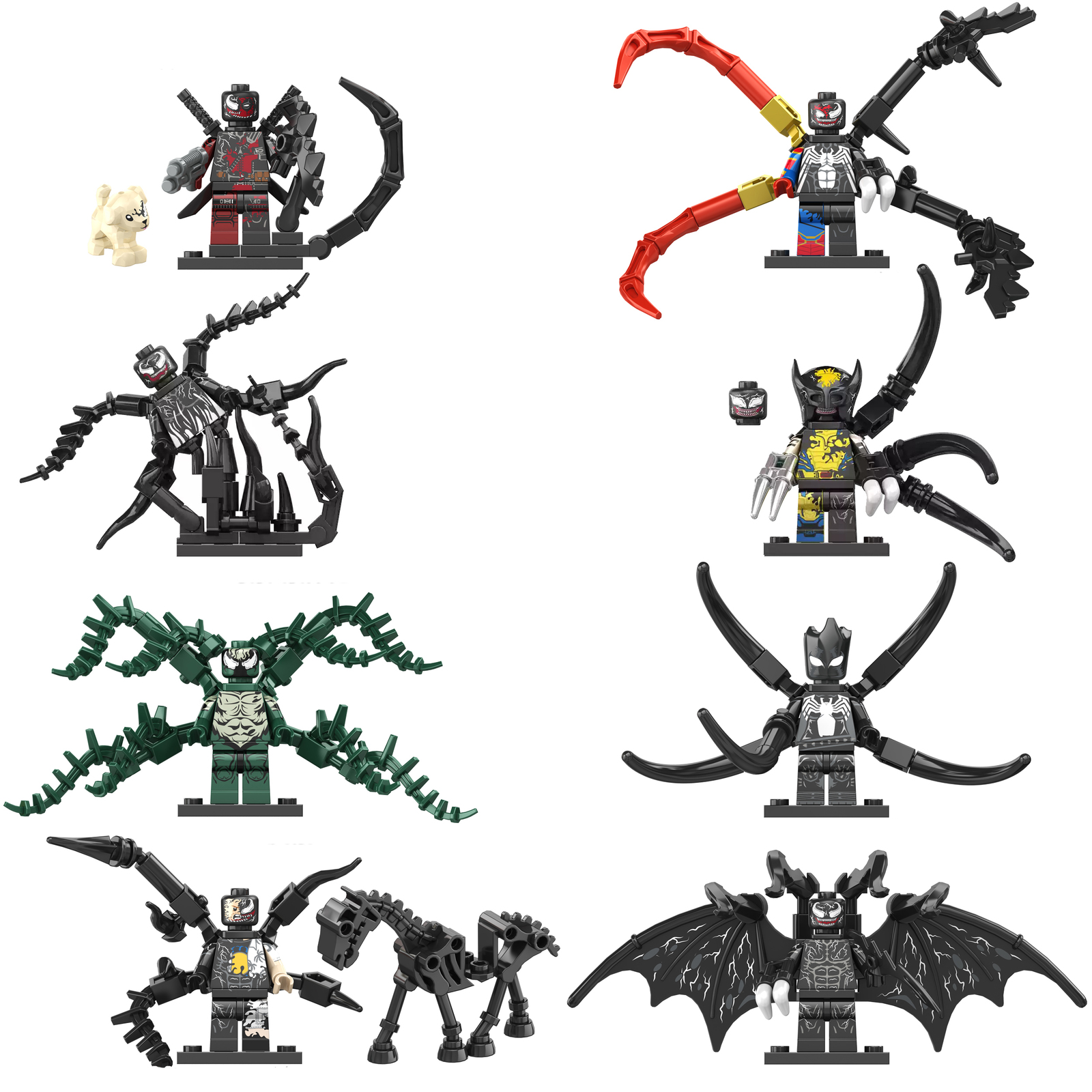 8Pcs Venom The Last Dance Minifigures Venom Lasher Wolverine Deadpool Mini Block