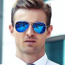 Blue Mirror Pilot Sunglasses Aviator Golden Gold - IN SPAIN - £7.86 GBP