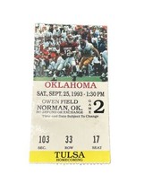 1993 Oklahoma Sooners Tulsa Golden Hurricanes Ticket Stub OU Norman Cale Gundy - £7.99 GBP