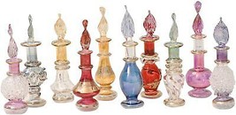10 Genie Bottle Perfume Essential Oil Vials Assorted Colors Decorative Glass Set - £35.20 GBP