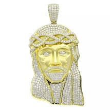 11.70 Ctw D/FL Moissanite 14K Yellow Gold Plated Jesus Face Men&#39;s Pendant 3&quot; - £234.30 GBP