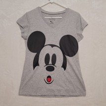 Disney Womens T-Shirt Size XL Mickey Mouse Short Cap Sleeve V Neck Gray - £11.08 GBP