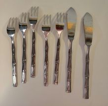 5 Stainless Korea Pickle/Olive Forks and 2 Butter & Cheese Knives image 5
