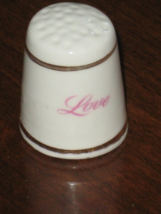 Thimble-Love-Pink Rose-Gold Trim-Porcelain - $6.79 CAD