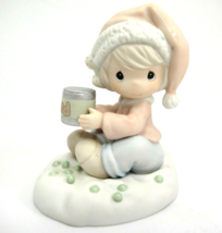 Precious Moments Peas on Earth Peace 455768 Girl w Santa Hat Can of Peas  - $8.90