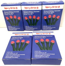 LED String Dome Lights Battery Operated 15 Count Red Dome Merry Brite LOT OF 5 - £22.73 GBP
