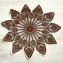 Handcrafted Doilies Crochet Brown Pineapples Stitch Beige Edges Circle 20” - $17.00