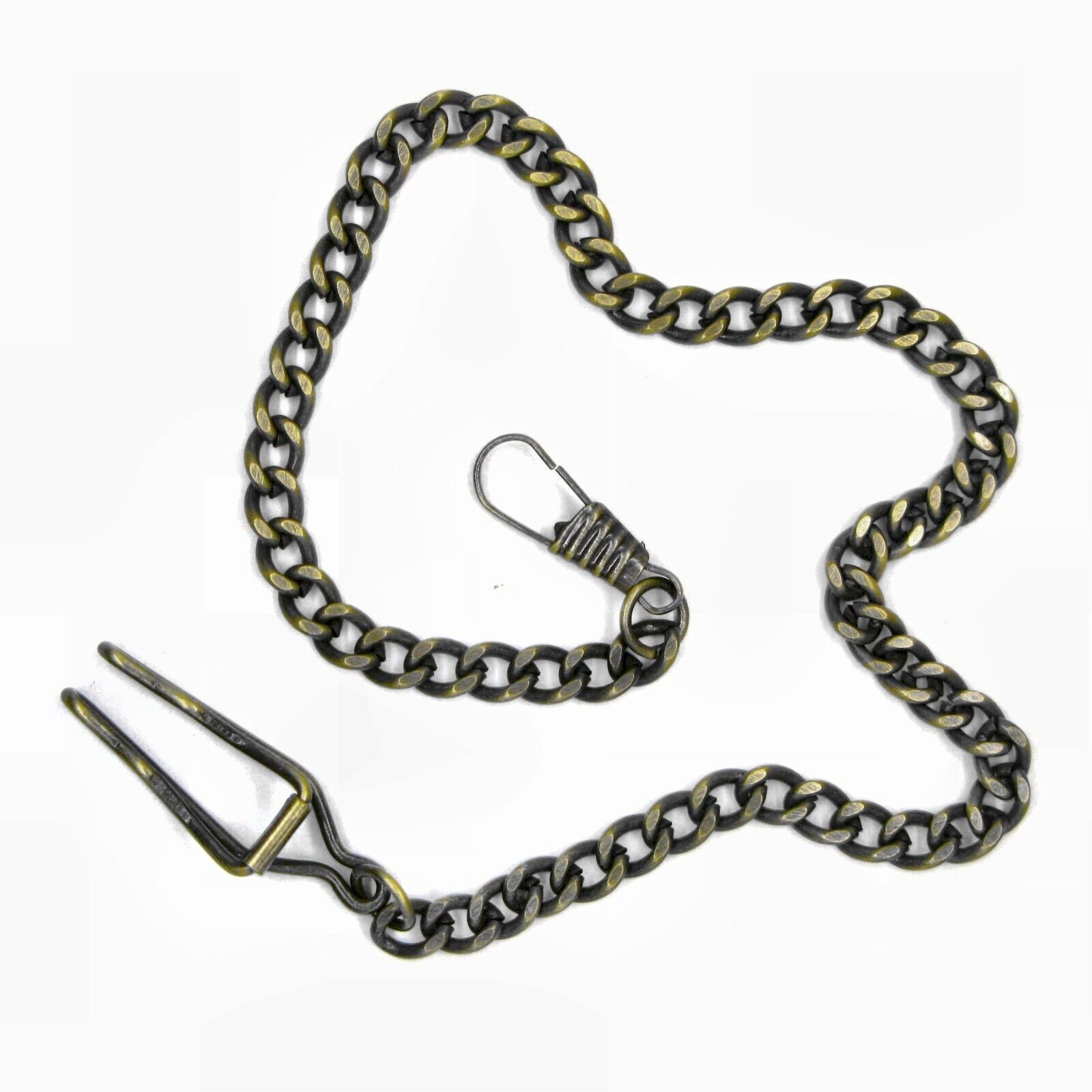 Bronze Pocket Watch Chain for Men Albert Chain Fob Chain with Belt Clip ... - $14.99