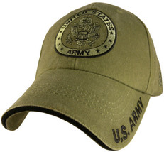 UNITED STATES ARMY EMBROIDERED LOGO SEAL MILITARY OD HAT CAP - £26.42 GBP
