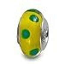 Galaxy Gold GG 925 Sterling Silver Genuine Murano Glass Charm, Green Dot... - $18.80
