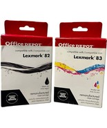 2 packs (1 color, 1 black) Office Depot for Lexmark 83 Printer Ink Cartr... - $15.99
