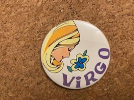 Vintage Virgo Astrology Pinback Pin 2.25&quot; - £4.99 GBP