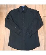 Stafford mens sz 16-34/35 black dress shirt wrinkle free textured stripe... - $327.55 MXN