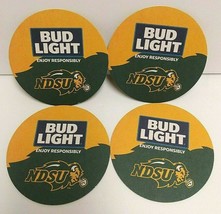 NDSU Bison Bud Light Paper Bar Coasters Dorm Man Cave Tailgating Horn&#39;s Up - £4.62 GBP