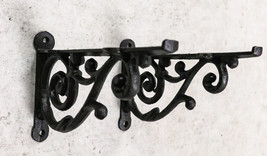 Set of 2 Cast Iron Black Decorative Victorian Scroll Wall Shelf Brackets 7.5&quot; L - £22.44 GBP
