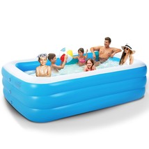 Large Inflatable Pool 10&#39; X 72&quot; X24&quot; Full-Sized Family Inflatable Swimmi... - $89.99