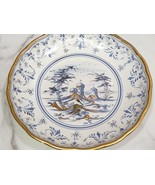 Unusual Deruta Italy Hand Painted Castle Wall Hanging Bowl Plate Blue Gold  - £46.89 GBP