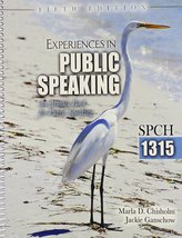 Experiences in Public Speaking: An Activity Book for Public Speaking: SPCH 1315  - £23.79 GBP