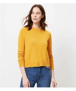 New Ann Taylor LOFT Yellow Ruffle Round Neck Banded Long Sleeve Sweater ... - £23.76 GBP