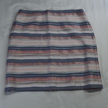 LOFT 6 Pink Blue Horizontal Stripe Straight Zip Womens Skirt - £17.05 GBP