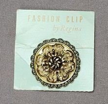 Vintage Regina Round Filigree Gold-tone Shawl Scarf Dress Clip Slide W. Germany - £15.58 GBP