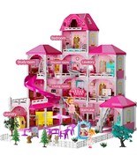 Dolls House for Girls Toys, 4 Stories Dollshouse with 2 Princesses 12 Rooms - €74,45 EUR