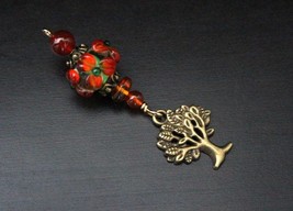 Red carnelian, Baltic amber and agate Summer Garden antiqued Tree of Life Blessi - £12.64 GBP