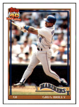 1991 Topps Greg Briley    Seattle Mariners Baseball Card GMMGC - £0.97 GBP