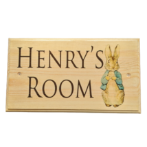 Personalised Peter Rabbit Bedroom Door Sign, Rabbit Room Plaque Bunny Nu... - £10.88 GBP