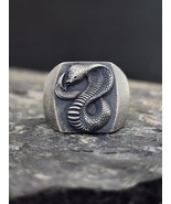 Handmade Oxidized King Cobra Snake Mens Gothic Ring-925 Sliver Unique Sn... - $99.70+