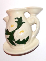Floral Wall Pocket Pitcher Vintage 6in Daisies Unmarked Pottery Vase Flower Rare - £15.81 GBP