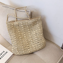 Casual Hand-Woven Women&#39;s Shoulder Bags Bohemian Solid New Straw Beach Totes Lad - £24.14 GBP