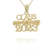 14K Solid Gold Class of 2023 Graduation Diploma Pendant Necklace - $310.37+