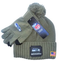 SEATTLE SEAHAWKS NFL Premium Men&#39;s Cuffed Knit Winter Hat &amp; Glove Set NWT - $32.09