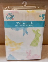 Easter Tablecloth 52&quot; x 70&quot; Bunnies Flannel Back Fits 28&quot;x 46&quot; to 40&quot; x ... - $4.49