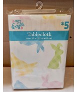Easter Tablecloth 52&quot; x 70&quot; Bunnies Flannel Back Fits 28&quot;x 46&quot; to 40&quot; x ... - $6.09 CAD