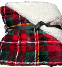 Victoria&#39;s Secret “Love Victoria” Sherpa Blanket Plush Red Plaid Throw Unopened - £37.72 GBP