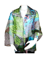 Caroline Rose Silk Open Front Jacket Womens M Sheer Jungle Print Cruise ... - $84.17 CAD