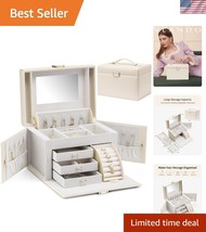 Stylish Jewelry Storage Box with 3 Drawers &amp; Mirror - Perfect for Any Oc... - $64.49
