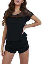 RH Pajama Set Lace Front Short Sleeve Women&#39;s Sleep Top/Short Pj Set RHW2925-K - £13.54 GBP