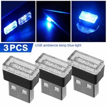 Vrumies 3x Mini Blue Led Usb Car Interior Light Neon Atmosphere Ambient Lamp Acc - £12.21 GBP